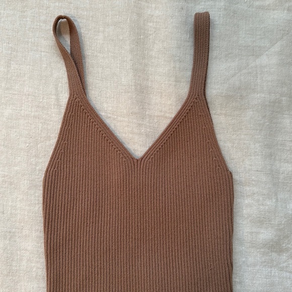 Abercrombie A&F ottoman Ribbed Bodysuit, tank top, Tan Brown XS - Picture 2 of 4